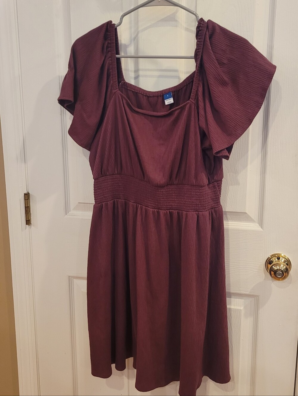 Old Navy Plum Flutter Sleeve Smocked Waist Mini Dress